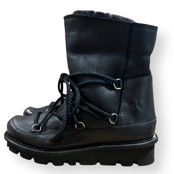 PATRIZIA BONFANTI Black Leather Lace Up Boot Fleece Lined Size 39 - Picture 10 of 10